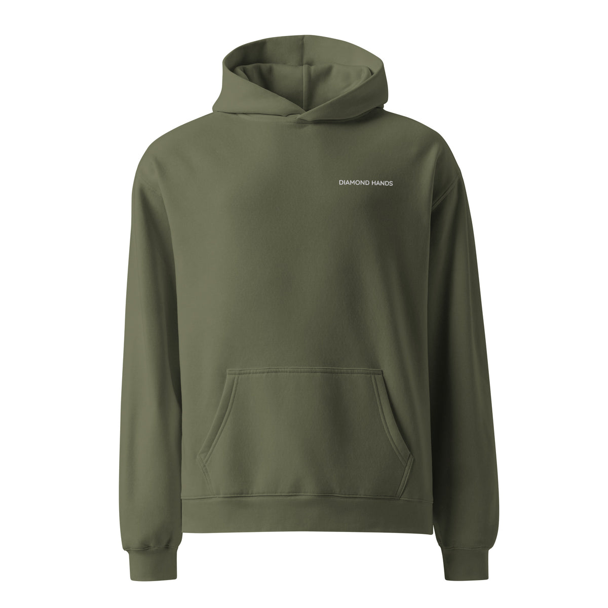 Cypress green Diamond Hands hoodie with white embroidery on the left chest, front view
